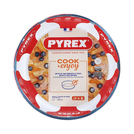 Pyrex bradepande rund lige kant 25cm glas
