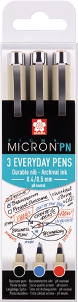 Sakura pigma micron pn kontorsæt 3 farver