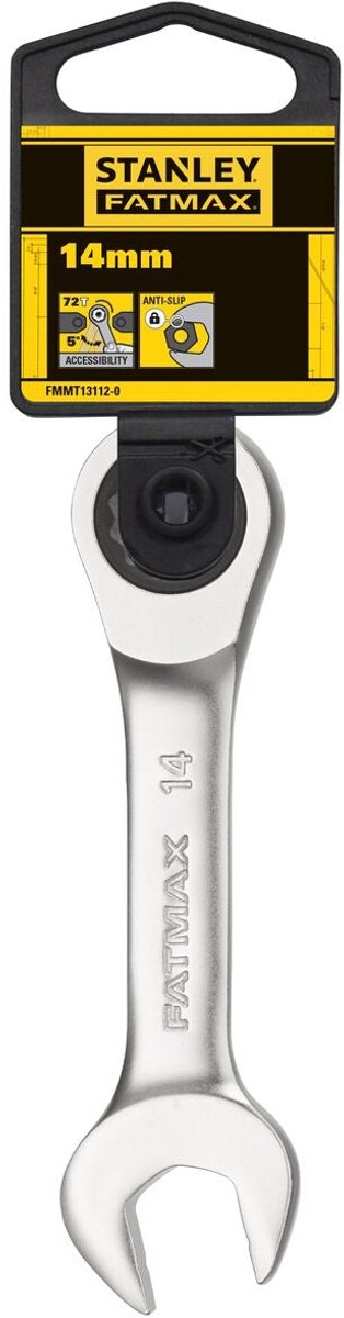 Stanley - fatmax stubby kombinationsnøgle med skralde 14mm - åben skruenøgle - skruenøgleværktøj - 1 stk.