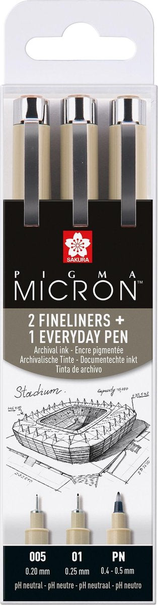 Sakura pigma micron penalhus 3 fineliners sort 005-01-pn bue.