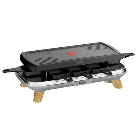 Tefal re610d 3i1 8-personers raclette sort rustfrit stål træ