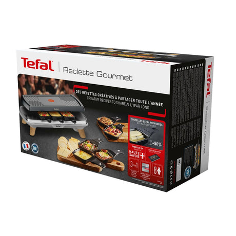 Tefal re610d 3i1 8-personers raclette sort rustfrit stål træ