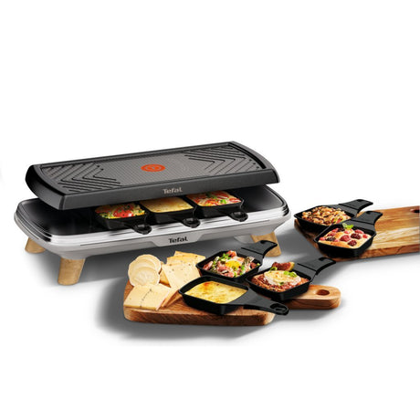 Tefal re610d 3i1 8-personers raclette sort rustfrit stål træ