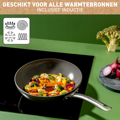 Tefal renew+ wokpande - ø28 cm - keramik - pfas-fri - velegnet til induktion