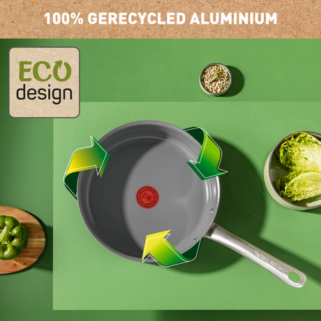 Tefal renew+ stegepande - ø24 cm - med låg - keramik - pfas-fri - velegnet til induktion