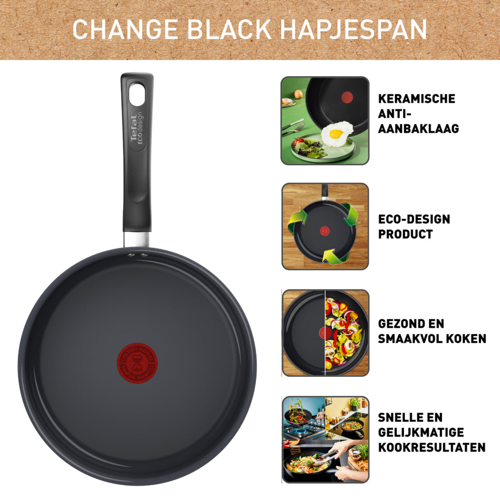 Tefal keramisk stegepande 24cm induktionssort med låg.