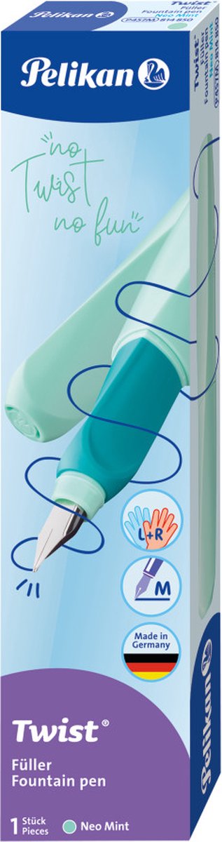 Pelikan twist - fyldepen - neo mintblå - medium spids