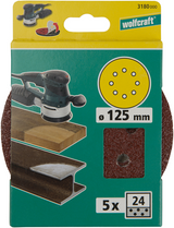 Wolfcraft selvklæbende slibeskiver | k24 | perforeret | ø125mm | 5 styk - 3180000