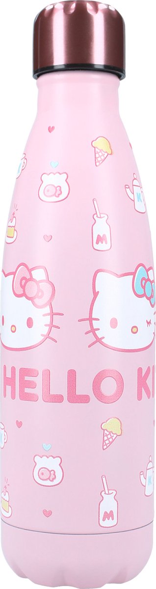 Vadobag hello kitty tørster efter mere - skolekop og drikkedunk - 700ml - rustfrit stål - pink