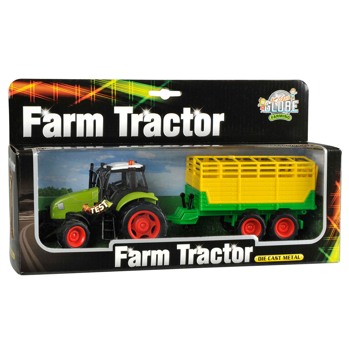 Børneklodetraktor med trailerlyslyd 1:32