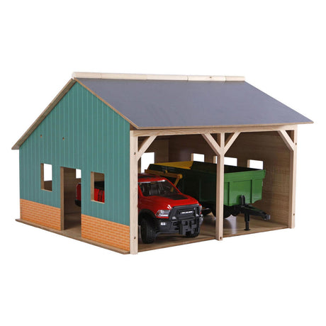 Kids Globe Shed for 2 traktorer, 1:16