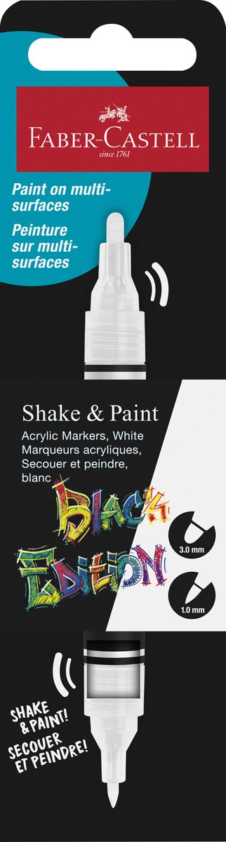 Faber-castell akryl tusch - sort udgave - shake paint - 1x hvid - fc-285511