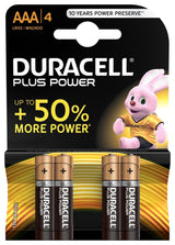 Duracell plus power duralock alkalisk aaa lr03 blister a 4 stk