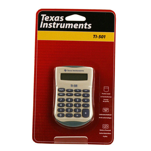 Texas instruments lommeregner ti-501 blå, hvid 8 tegn