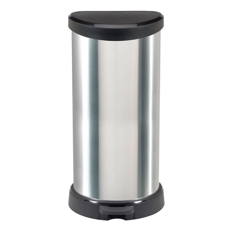 Curver decobin pedalspand oval 40l sølv sort