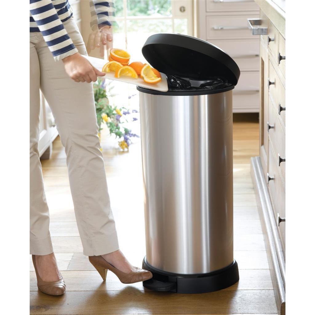 Curver decobin pedalspand oval 40l sølv sort
