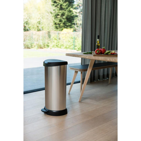 Curver decobin pedalspand oval 40l sølv sort