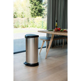 Curver decobin pedalspand oval 40l sølv sort