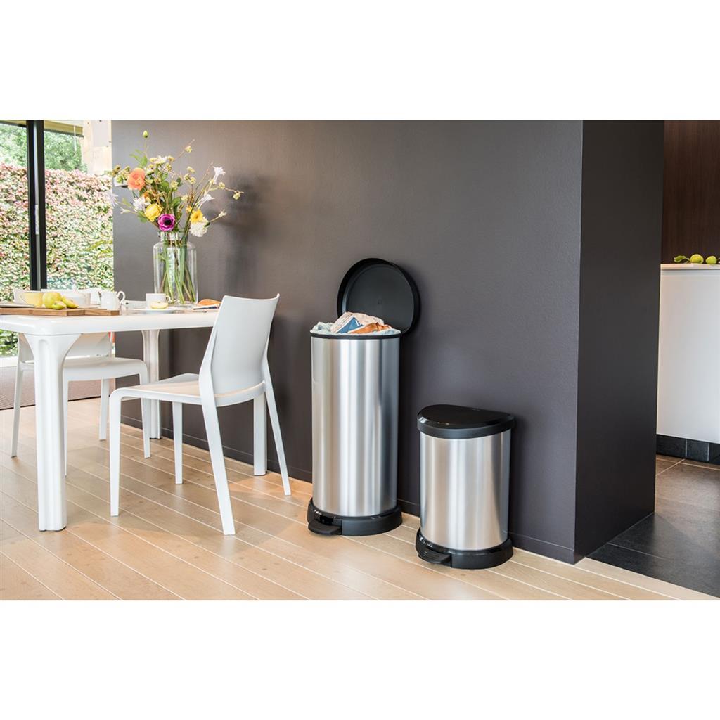 Curver decobin pedalspand oval 40l sølv sort