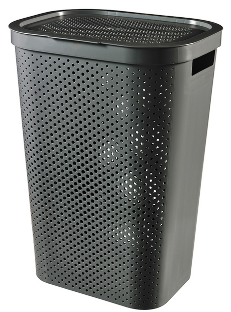 Curver infinity genbrugte dots vasketøjskurv med låg - 60l - antracit