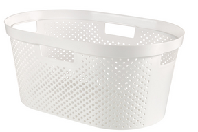 Curver infinity dots genbrugt vasketøjskurv 40 liter hvid 59x39x26cm