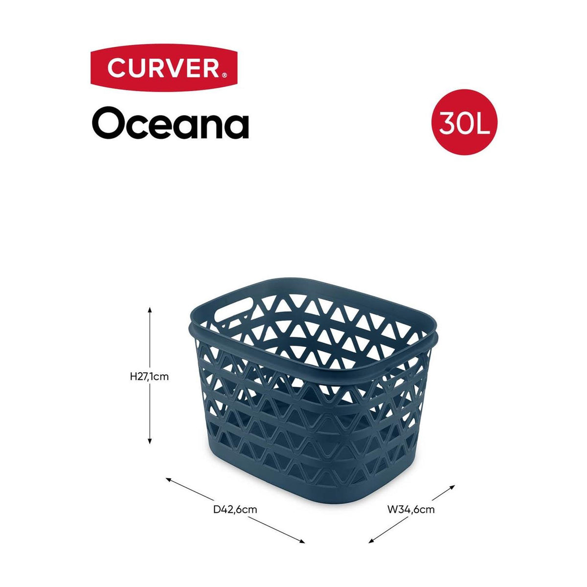 Curver oceana mini hip vasketøjskurv 30l 42x34x27cm
