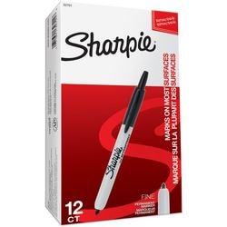 Sharpie intrekbare permanente markers | fijne punt | zwart | 12 stuks