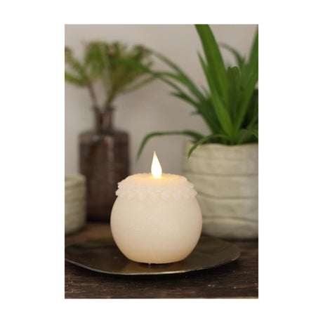 Idéer 4 sæsoner led stearinlys voks blomst perlecreme ø9xh12cm