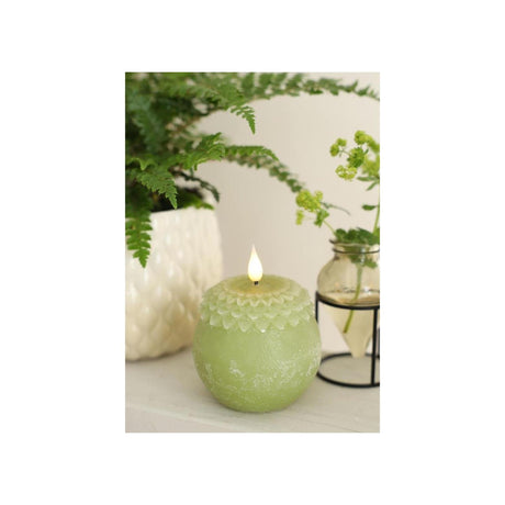 Idéer 4 årstider led lys voks blomst perlegrøn ø9xh12cm