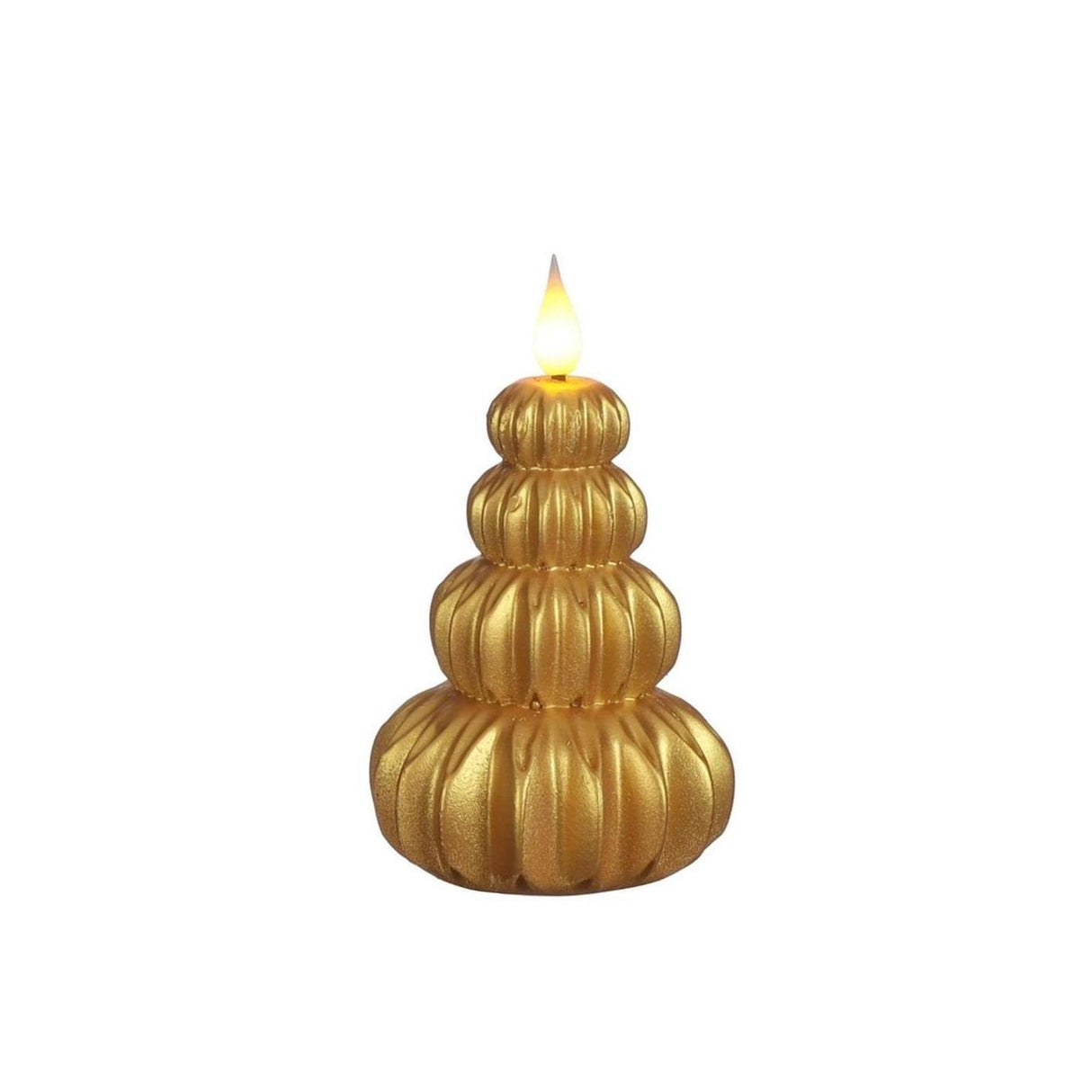 Idéer 4 sæsoner led stearinlys voks træ guld ø6,9xh12cm