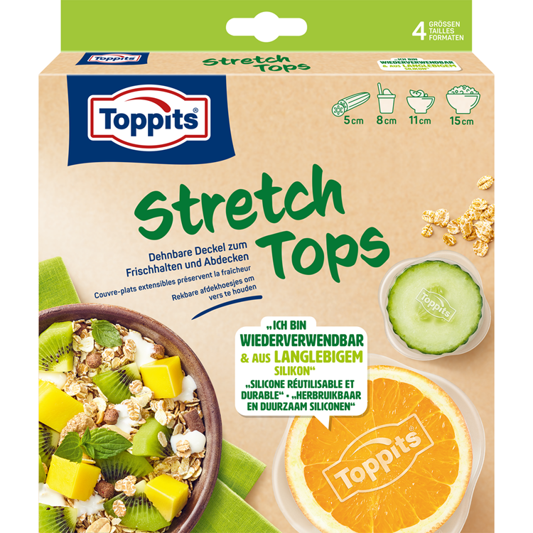 Toppits 1070770 - stretch toppe silikone betræk 5,8,11,15 cm | 6 stk