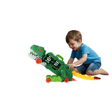Ingen mærke kiddygo transporter dino legetøj med 2 diecast biler og racerbane.