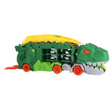 Ingen mærke kiddygo transporter dino legetøj med 2 diecast biler og racerbane.