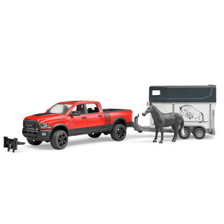 Bruder | 2501 ram 25 | motorvogn | med hestetrailer og 1 hest