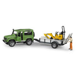 Bruder Land Rover + trailer med gravemaskine