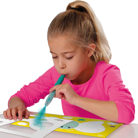 Ses creative – blow airbrush graffiti – kreativt håndværkssæt fra 6 år – inklusive 6 airbrush penne, sort tusch, stencils og farvelægningssider