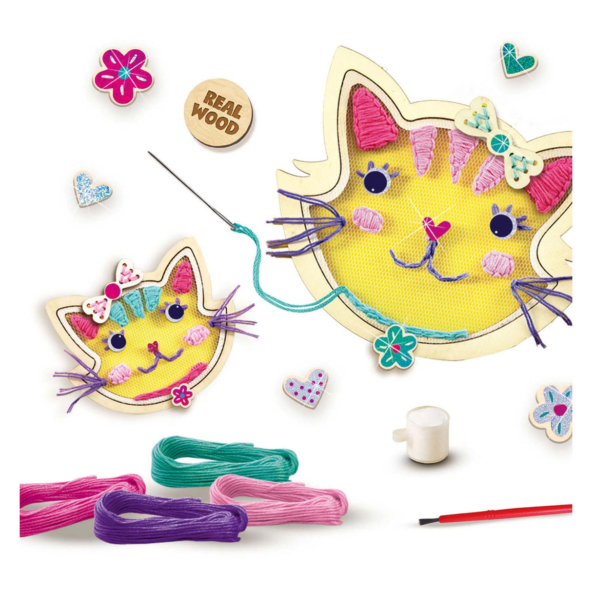 Ses creative - hobby pink - broderi - katte - hobbypiger - 4 farver - fra 6 år