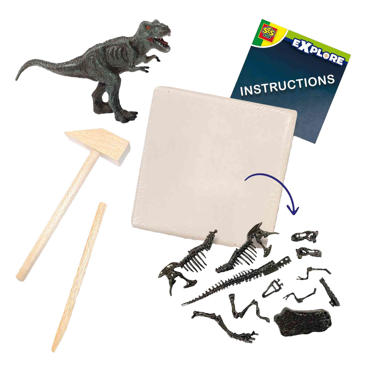SES udforsk dino og skeletudgravet 2in1 - t -rex