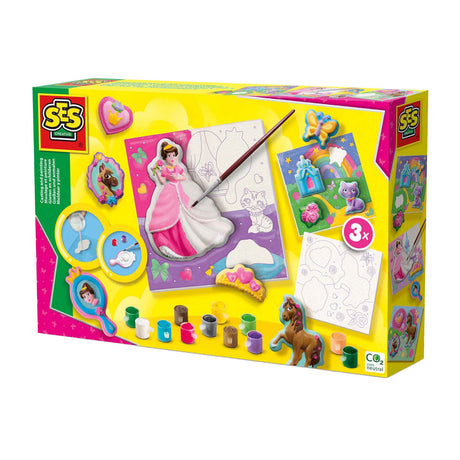 Ses creative - hobby pink - støbning og maling - prinsesser - med lærreder til maling - piges håndværk - hurtigtørrende - fra 5 år
