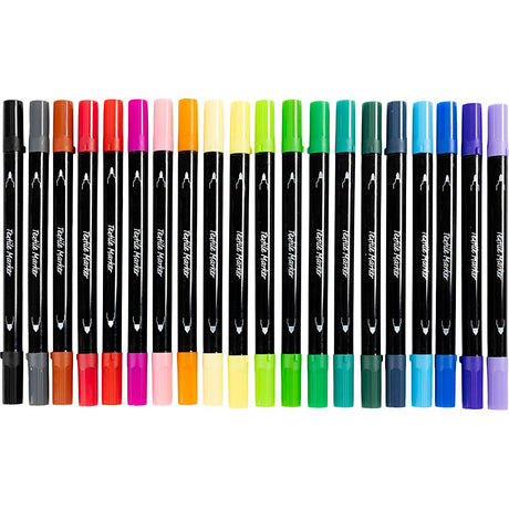 Creativ firma tekstiltuscher, stregbredde 2,3 + 3,6 mm, standardfarver, 20 stk., 1 æske