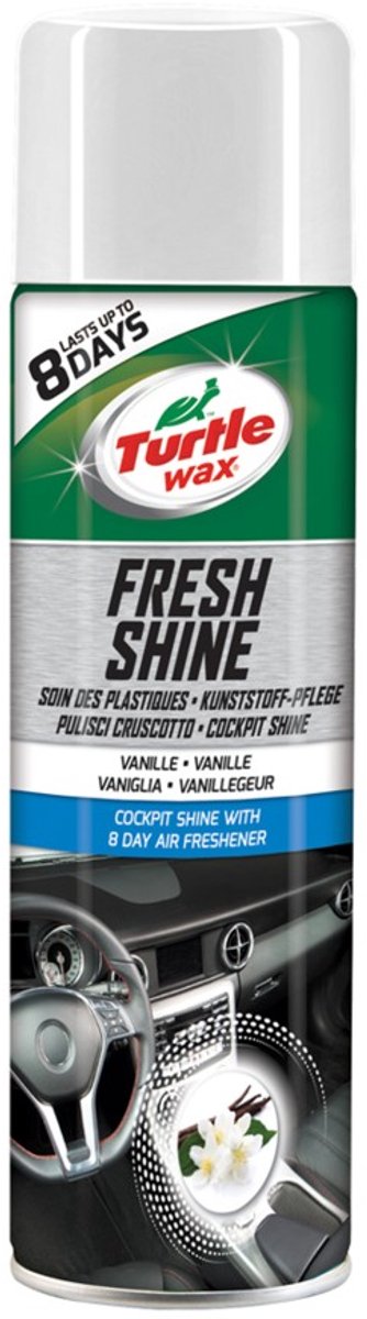Skildpaddevoks gl fresh shine vanilje - til alle indvendige plastdele - virker rensende - antistatisk - giver glans - med lækker vaniljeduft - 500ml