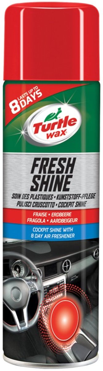 Skildpaddevoks gl fresh shine jordbær – til alle indvendige plastdele – renser, skinner og har en antistatisk effekt – med behagelig jordbærduft – 500ml