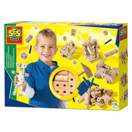 Seks håndværkssæt i træ