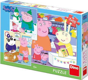 Dinotoys dino puslespil - 3 eventyr af peppa pig - 3 x 55 stykker