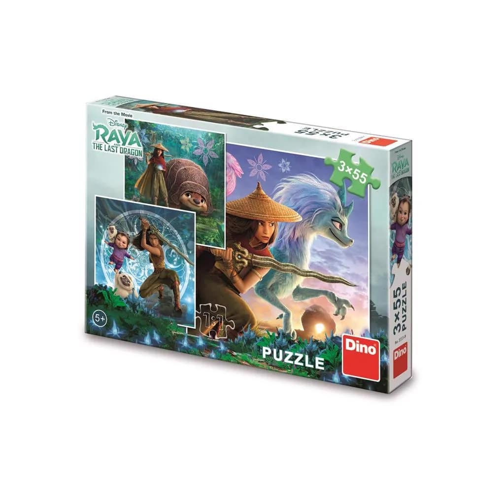 Dinotoys dino puslespil - Disney Raya og venner - 3 x 55 brikker