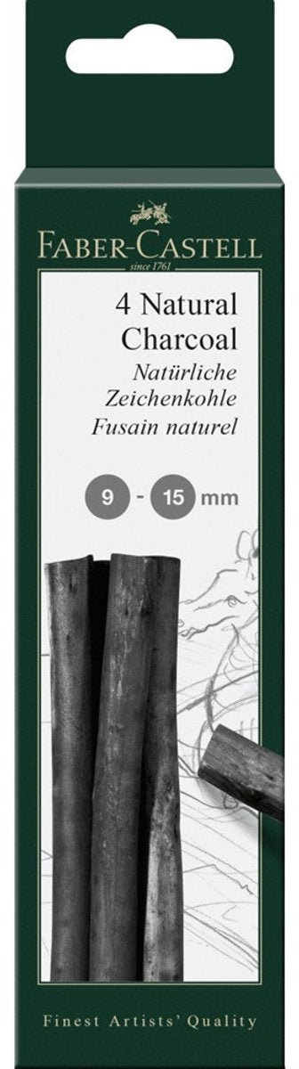 Faber-castell trækul - pitt monokrom - 9-15 mm - 4 stk - fc-129498
