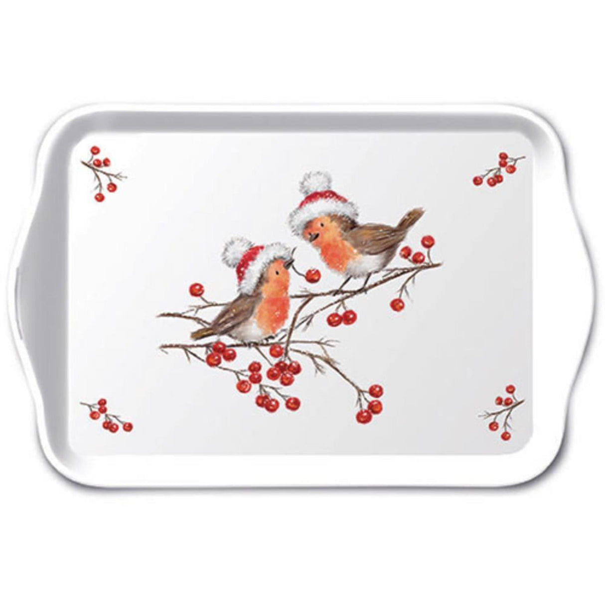 Ambiente bakke melamin 13x21cm christmas robins hvid