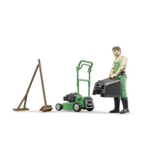 Bruder gartnerfigur med plæneklipper