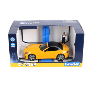 Bruder legetøjsbilservicecenter med roadster - billegesæt.