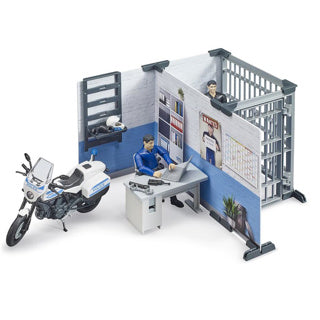 Bruder bworld politistation med politimotorcykel